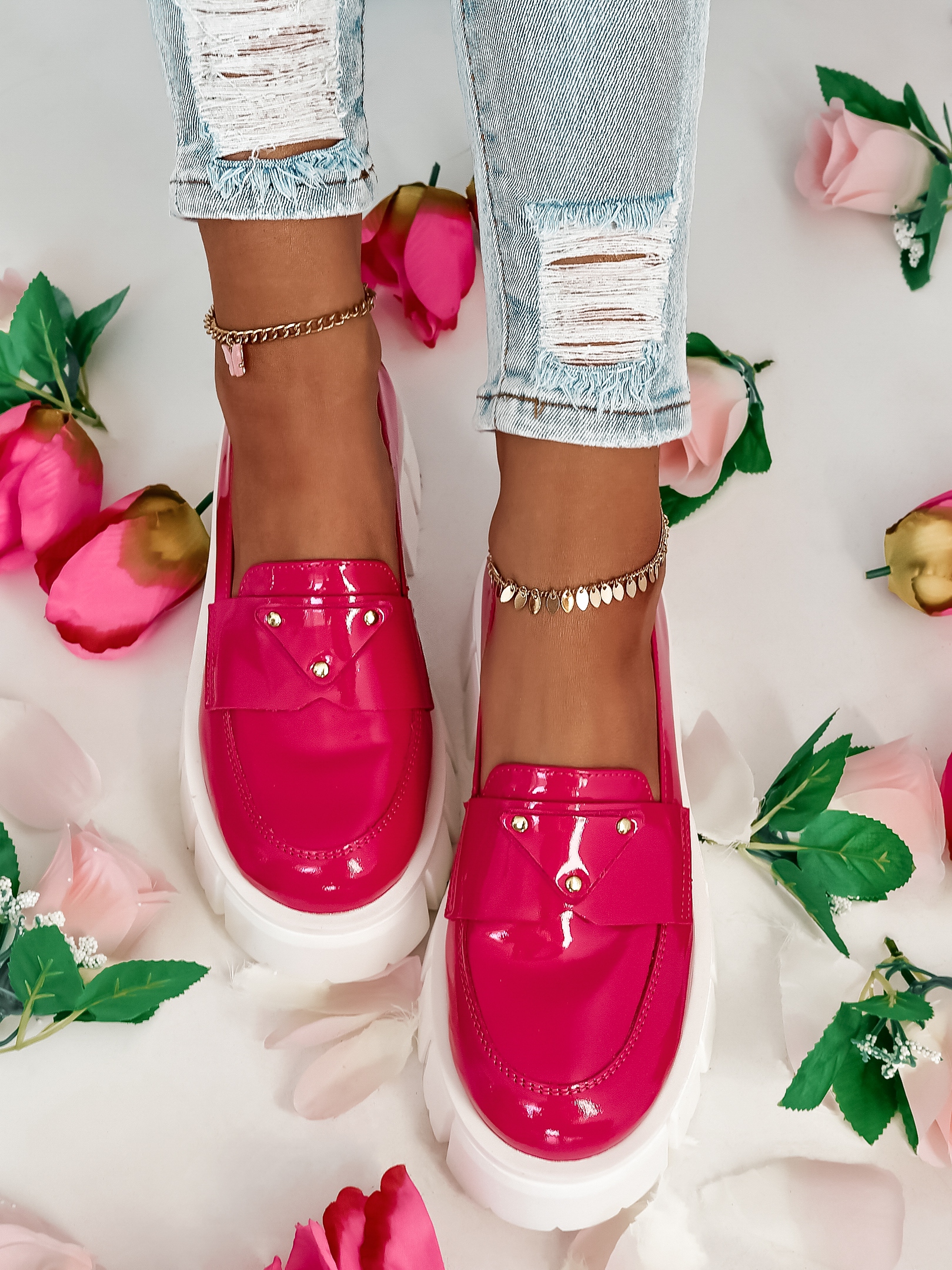 Mokasyny na platformie Elisa fuksja