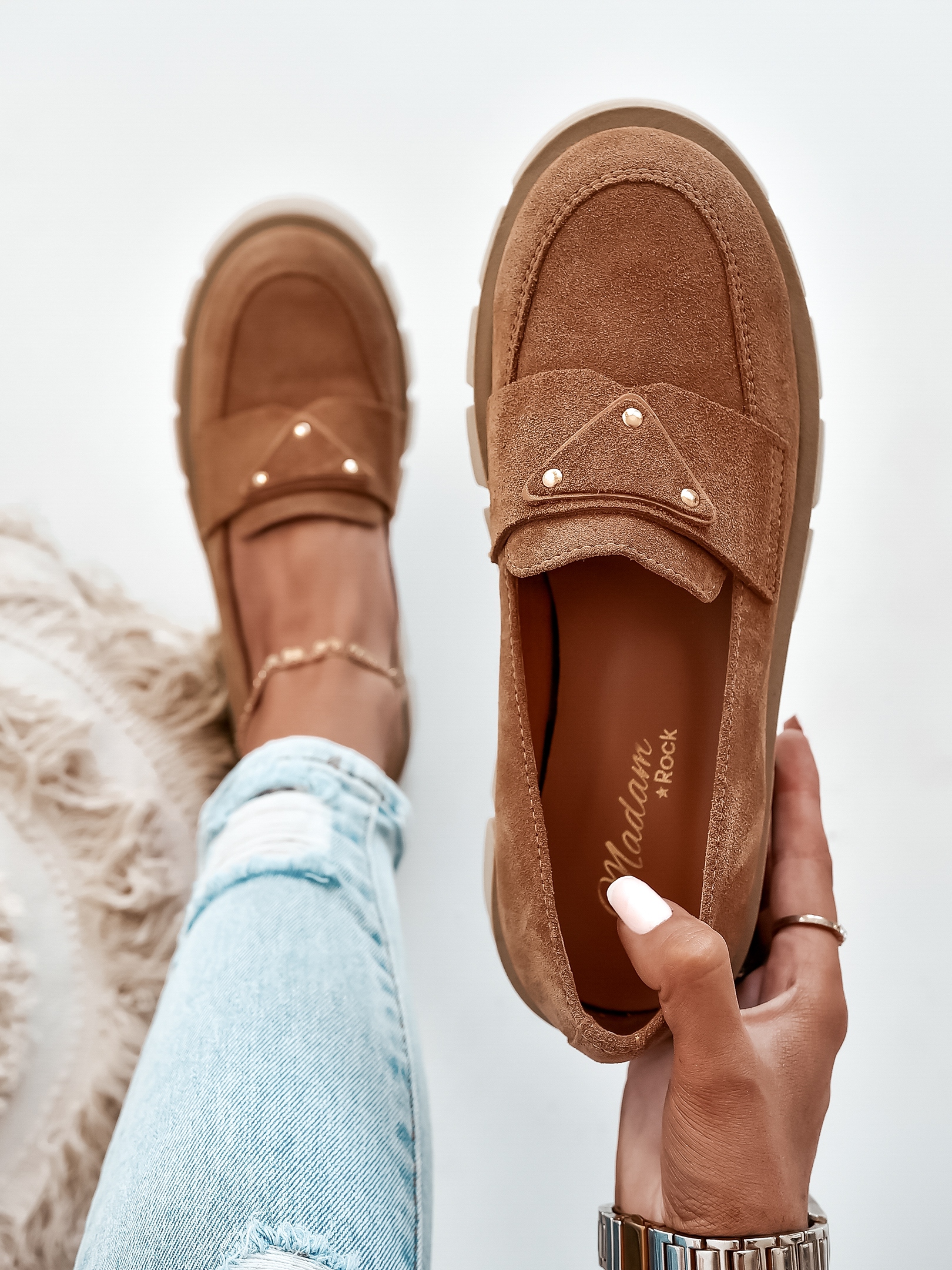 Mokasyny na platformie Elisa karmelowe II