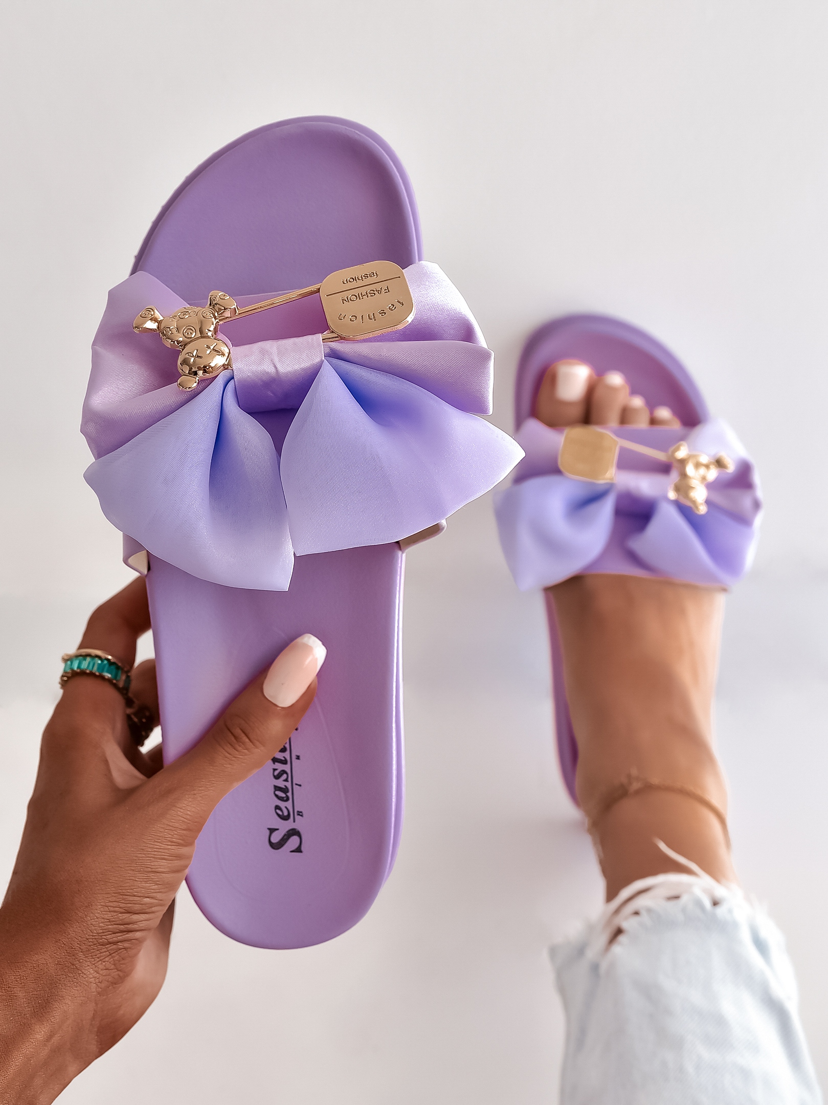 Klapki z misiem Rock Tods lila