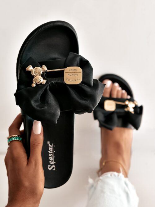 Klapki z misiem Rock Tods czarne