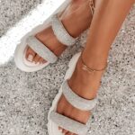 Klapki z błyskotkami Madam Visco białe