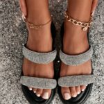 Klapki z błyskotkami Madam Visco czarne