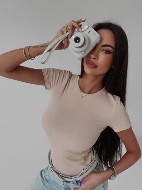 Bluzka klasyczna t-shirt basic Eter Ola Voga beżowa