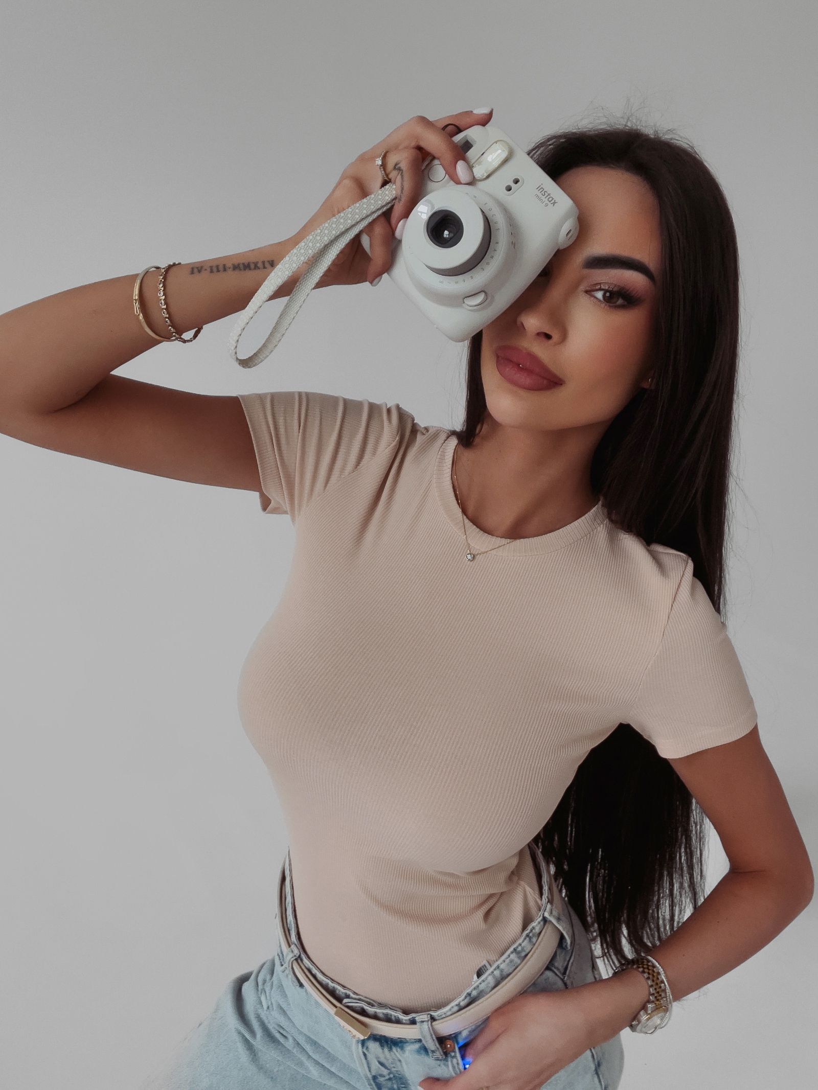 Bluzka klasyczna t-shirt basic Eter Ola Voga beżowa