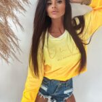 Bluza welurowa Gradient Ola Voga pomarańczowo-żółta