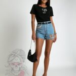 Spodenki jeansowe z cyrkoniami SoFly niebieskie