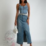 Gorset jeansowy Hixi niebieski