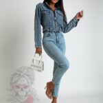 Spodnie jeansowe z wysokim stanem Fuse niebieskie