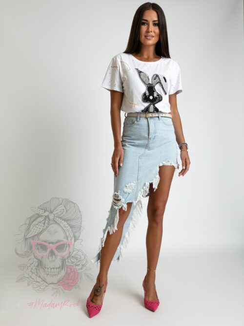 Spódnica jeansowa asymetryczna Sisa jasnoniebieska