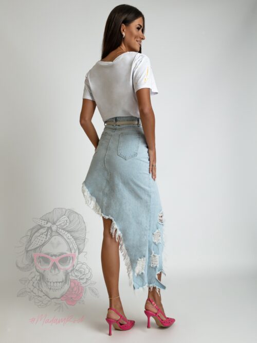 Spódnica jeansowa asymetryczna Sisa jasnoniebieska