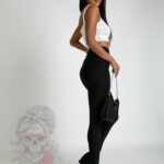 Spodnie prążkowane z rozporkami Fiselo czarne