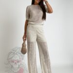 Bluzka wakacyjna ażurowa Mykhos beżowa