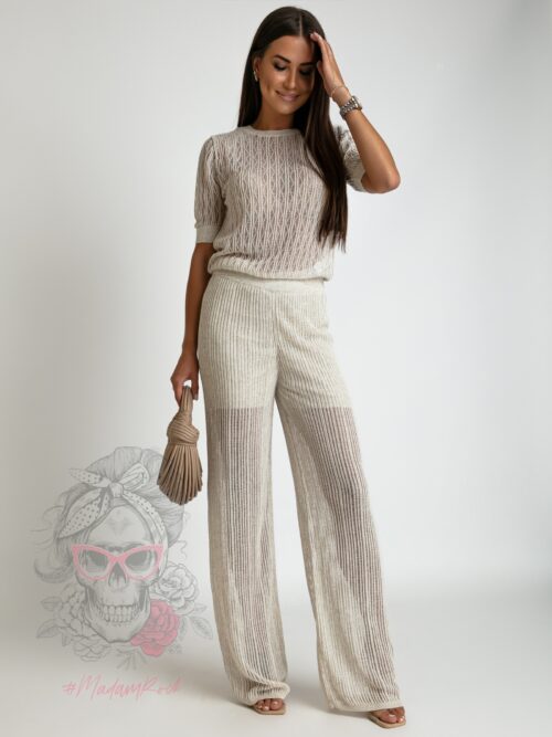 Bluzka wakacyjna ażurowa Mykhos beżowa