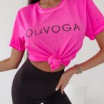 T-shirt bawełniany Dois Ola Voga neonowy róż
