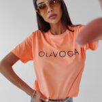 T-shirt bawełniany Dois Ola Voga neonowy pomarańcz