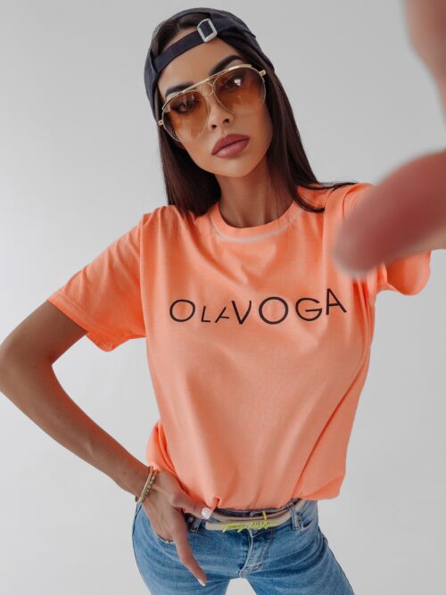T-shirt bawełniany Dois Ola Voga neonowy pomarańcz