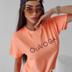 T-shirt bawełniany Dois Ola Voga neonowy pomarańcz