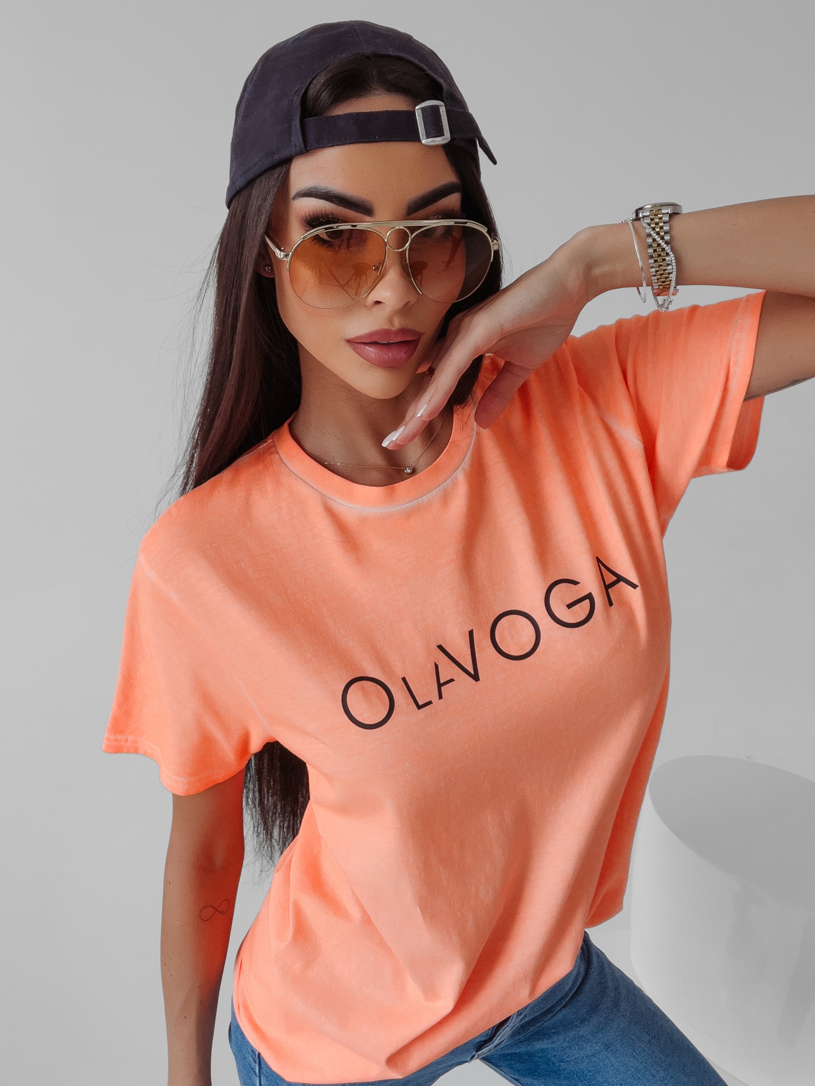 T-shirt bawełniany Dois Ola Voga neonowy pomarańcz T-shirt bawełniany Dois Ola Voga neonowy pomarańcz