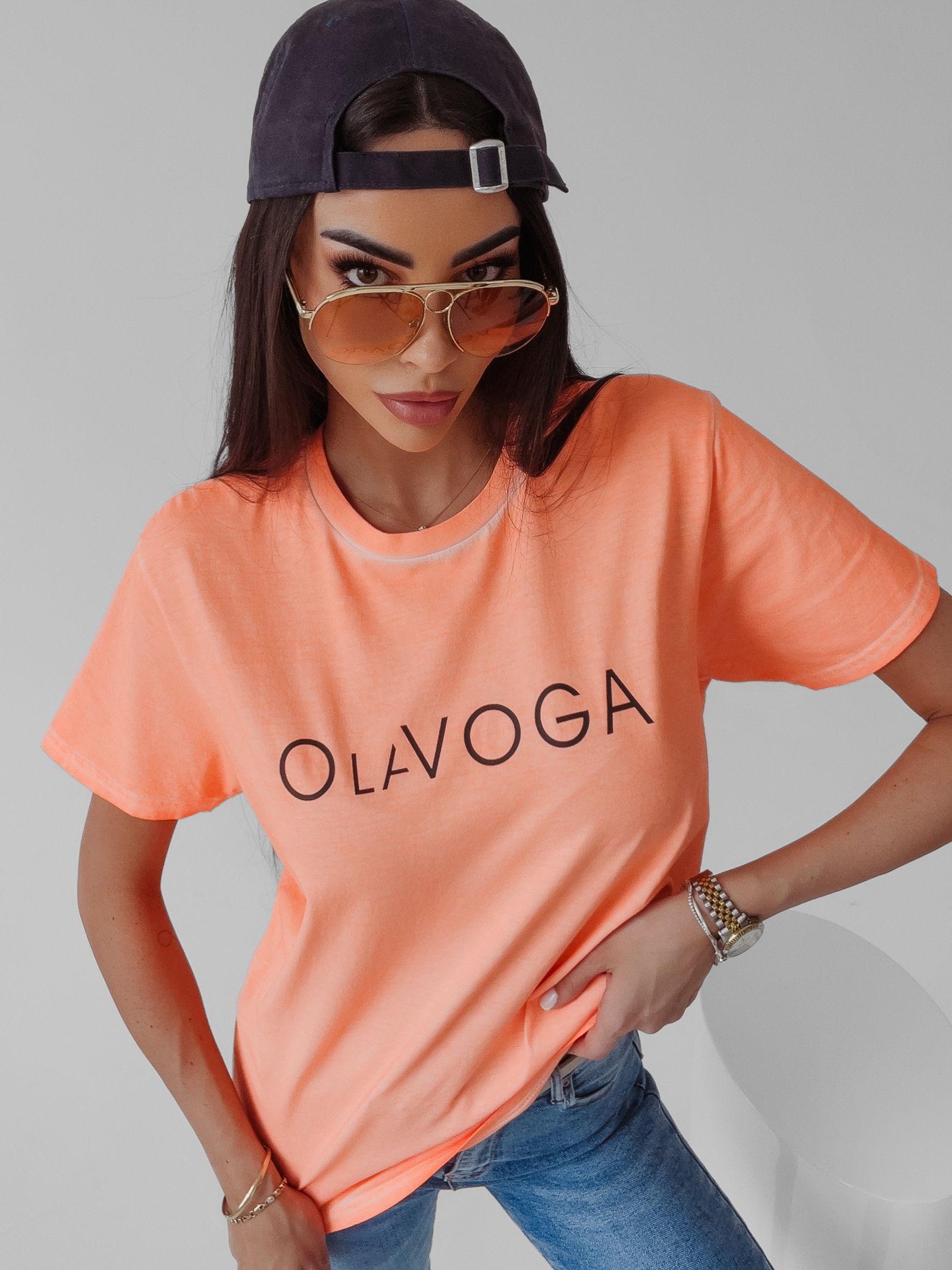 T-shirt bawełniany Dois Ola Voga neonowy pomarańcz T-shirt bawełniany Dois Ola Voga neonowy pomarańcz