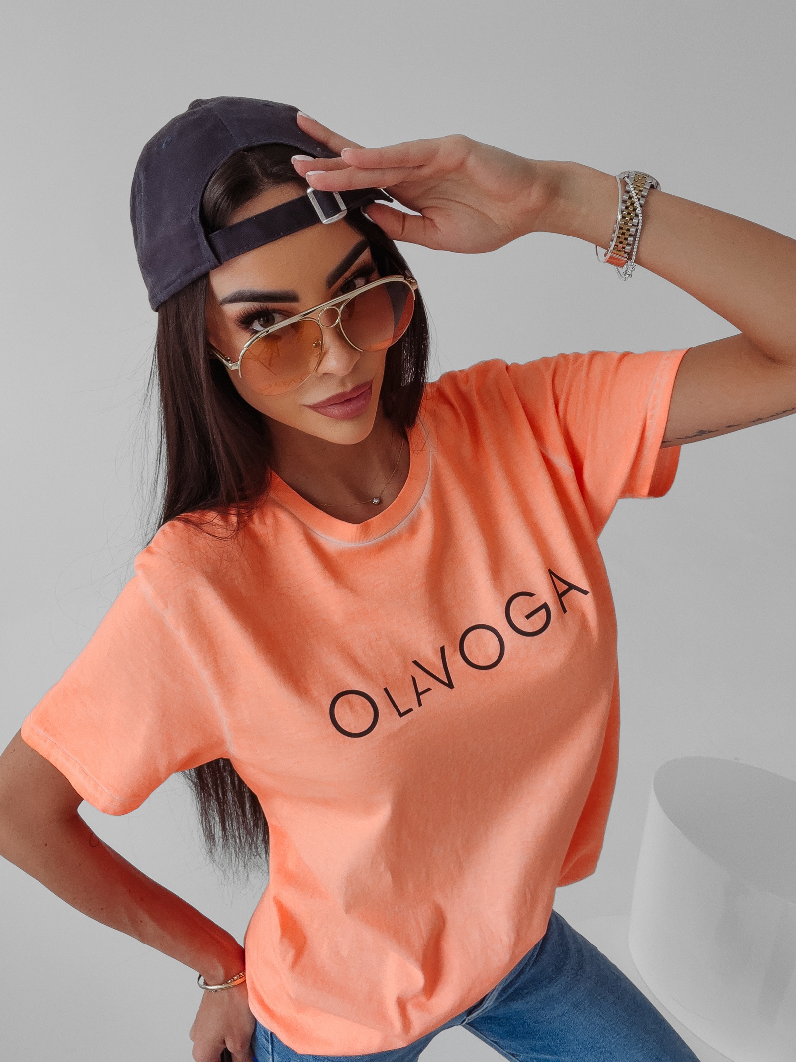 T-shirt bawełniany Dois Ola Voga neonowy pomarańcz T-shirt bawełniany Dois Ola Voga neonowy pomarańcz