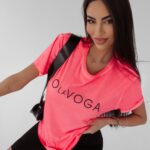 T-shirt bawełniany Dois Ola Voga neonowy koral
