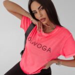 T-shirt bawełniany Dois Ola Voga neonowy koral