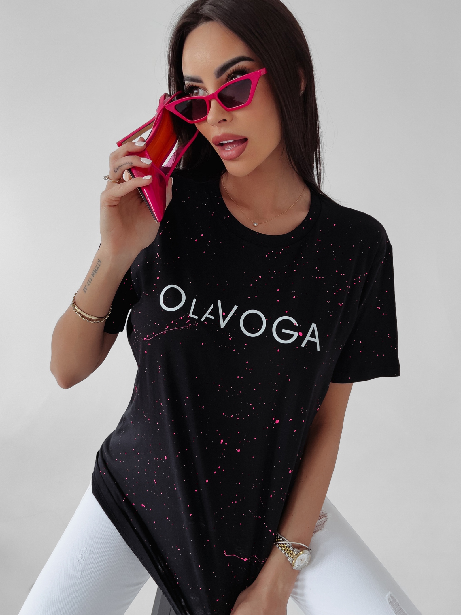 T-shirt regular fit Cadi Ola Voga czarny