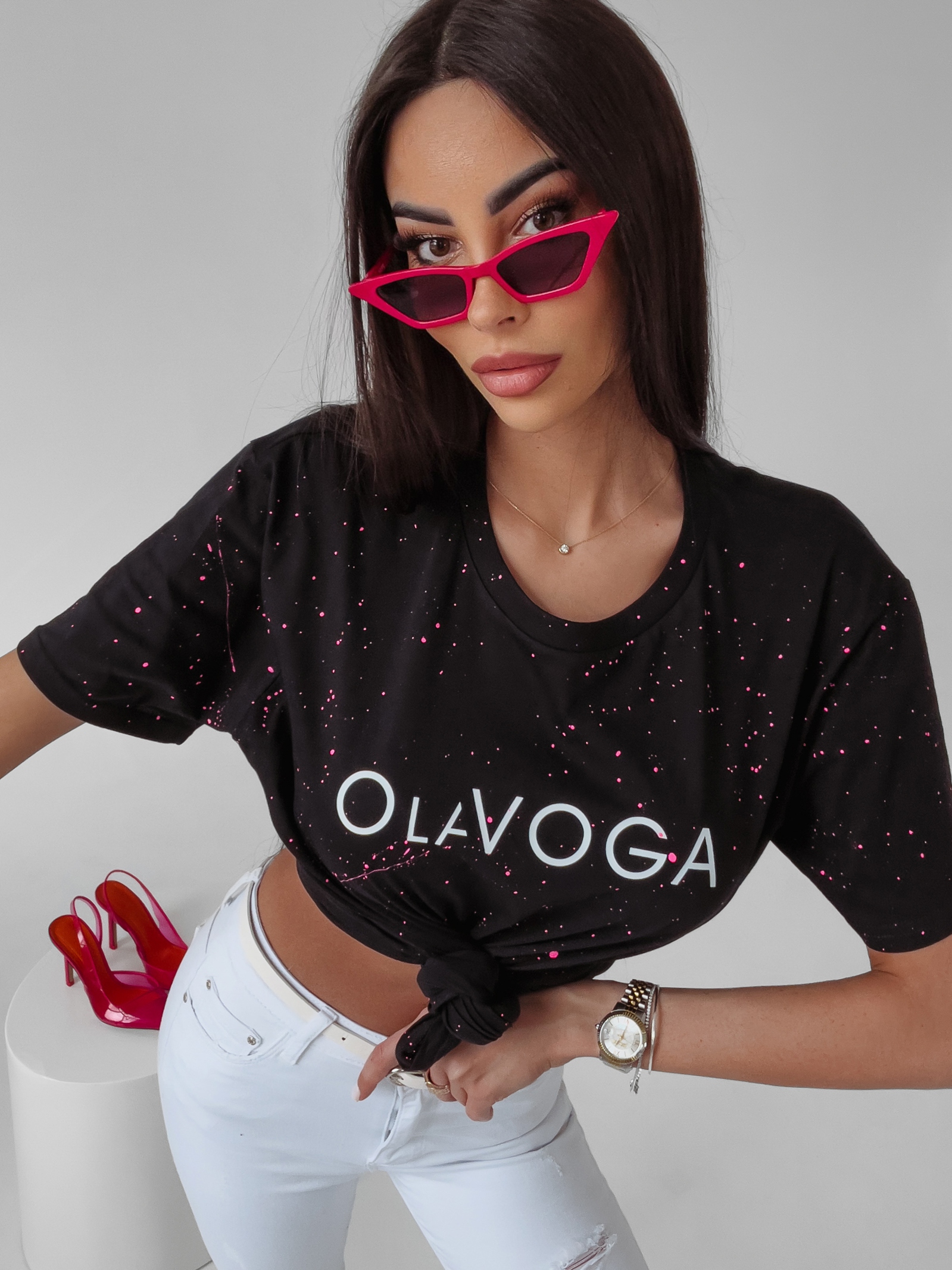 T-shirt regular fit Cadi Ola Voga czarny