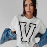 T-shirt z nadrukiem Vitalia Ola Voga ecru