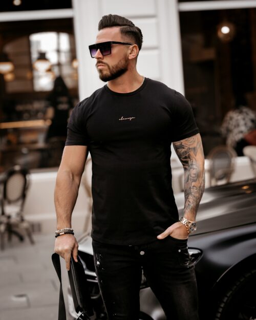 T-shirt bawełniany męski Aron Ola Voga czarny