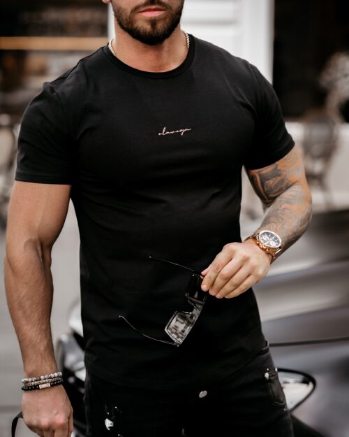 T-shirt bawełniany męski Aron Ola Voga czarny