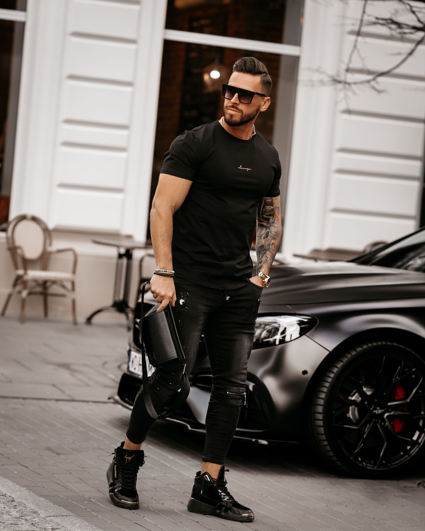 T-shirt bawełniany męski Aron Ola Voga czarny