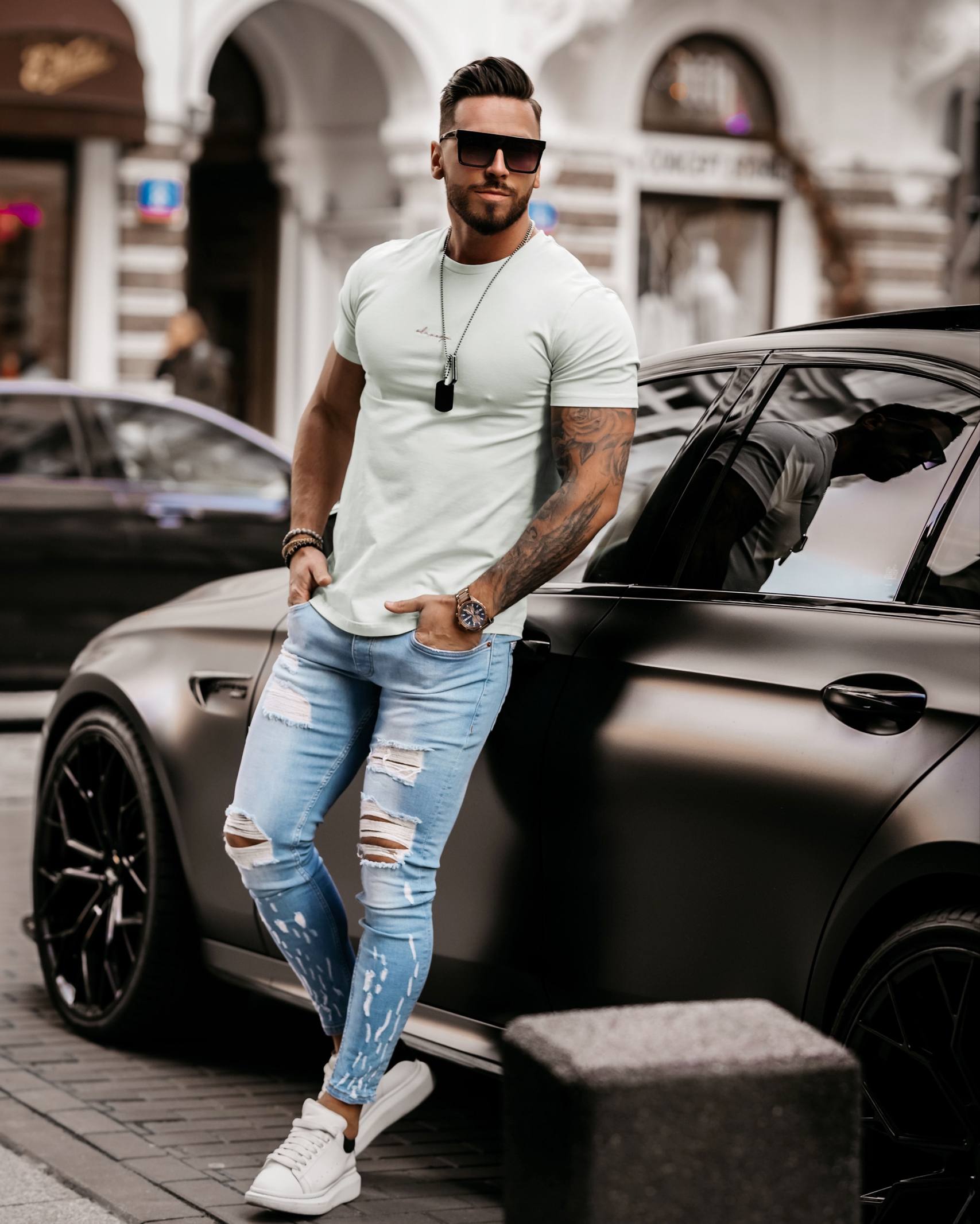 T-shirt bawełniany męski Aron Ola Voga miętowy