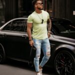 T-shirt bawełniany męski Aron Ola Voga limonkowy