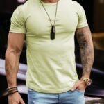 T-shirt bawełniany męski Aron Ola Voga limonkowy