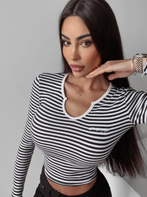 Bluzka prążkowana Cassi Ola Voga czarna