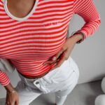 Bluzka prążkowana Cassi Ola Voga neonowy róż