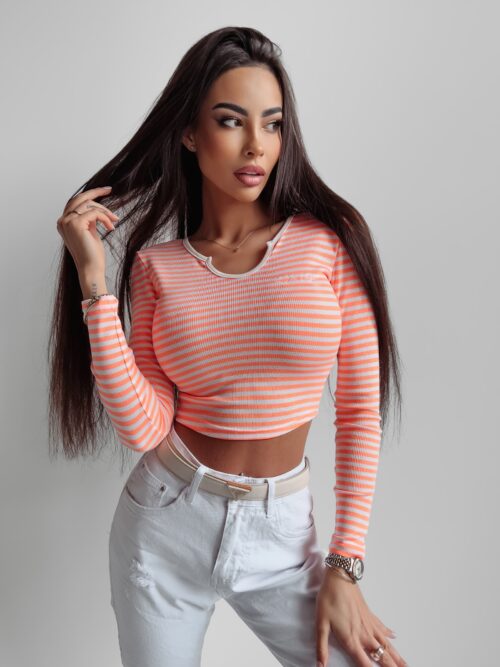 Bluzka prążkowana Cassi Ola Voga koralowa