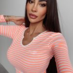 Bluzka prążkowana Cassi Ola Voga koralowa