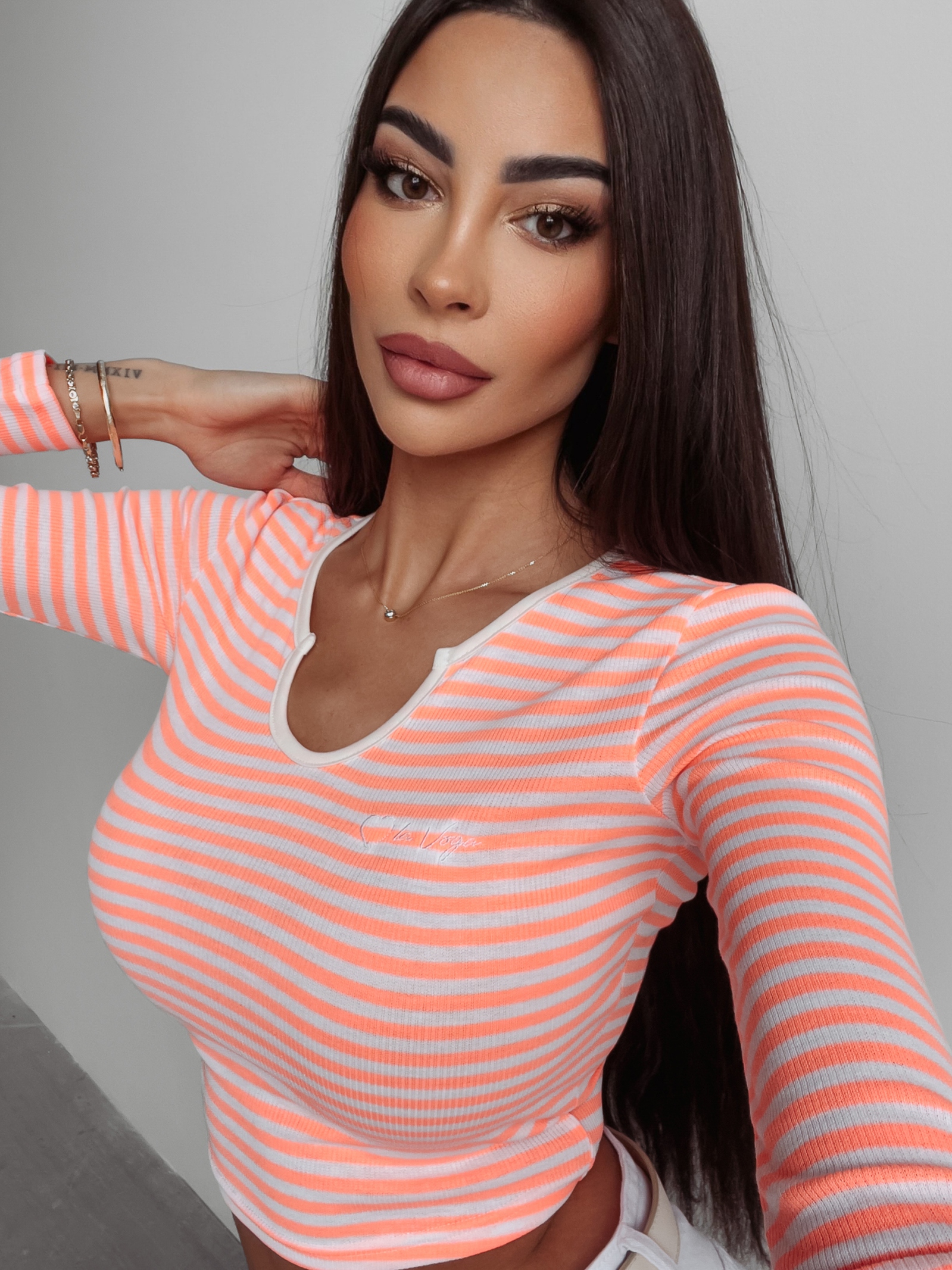 Bluzka prążkowana Cassi Ola Voga koralowa