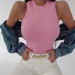 Top basic bawełniany Teja Ola Voga różowy