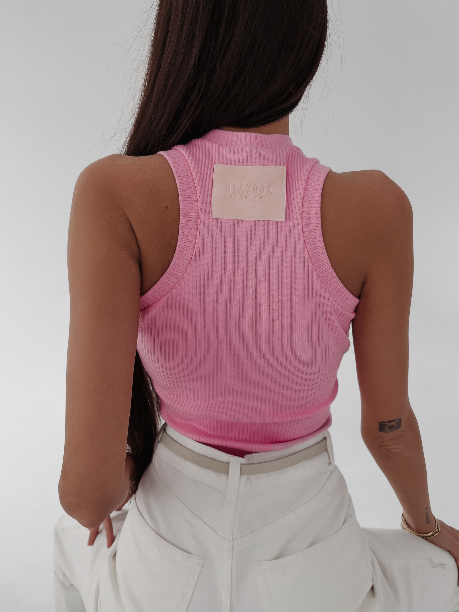 Top basic bawełniany Teja Ola Voga różowy