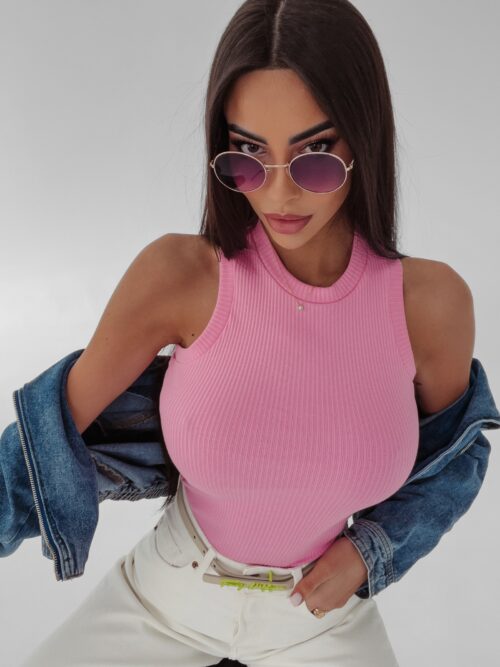 Top basic bawełniany Teja Ola Voga różowy