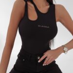 Body prążkowane z wycięciem Tajla Ola Voga czarne