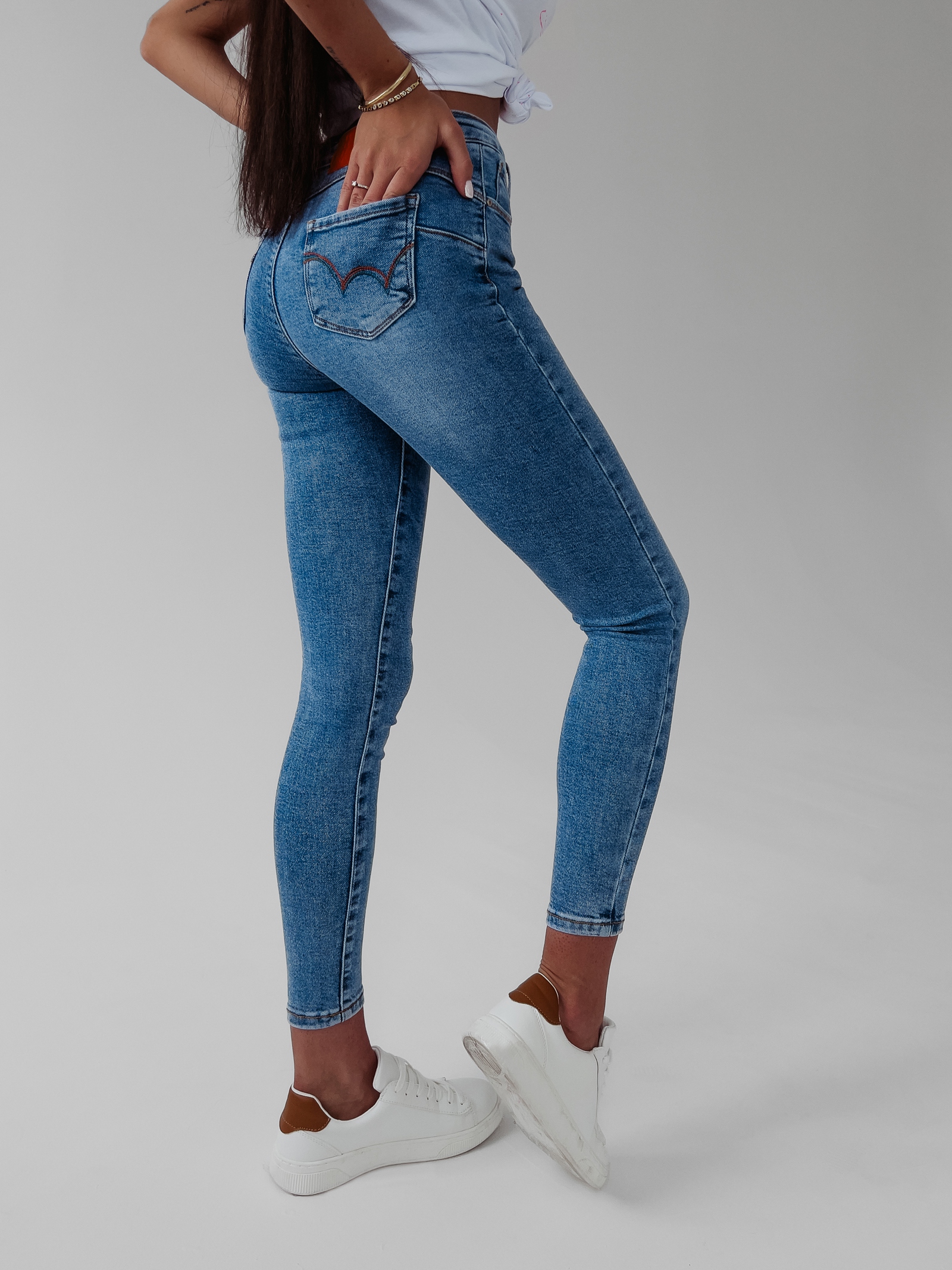 Spodnie jeansowe slim fit Urania 249 Ola Voga niebieskie Spodnie jeansowe slim fit Urania 249 Ola Voga niebieskie
