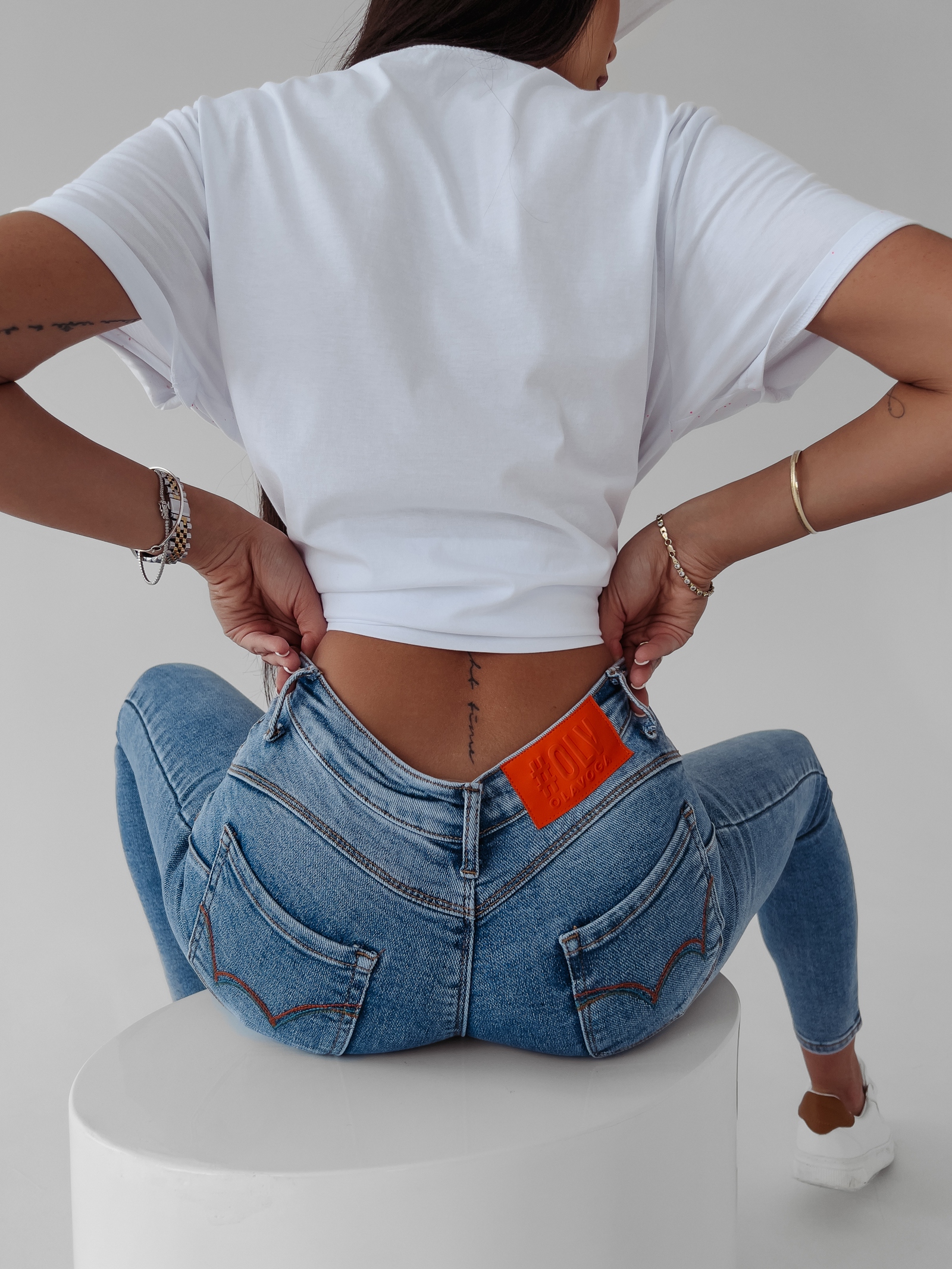 Spodnie jeansowe slim fit Urania 249 Ola Voga niebieskie Spodnie jeansowe slim fit Urania 249 Ola Voga niebieskie