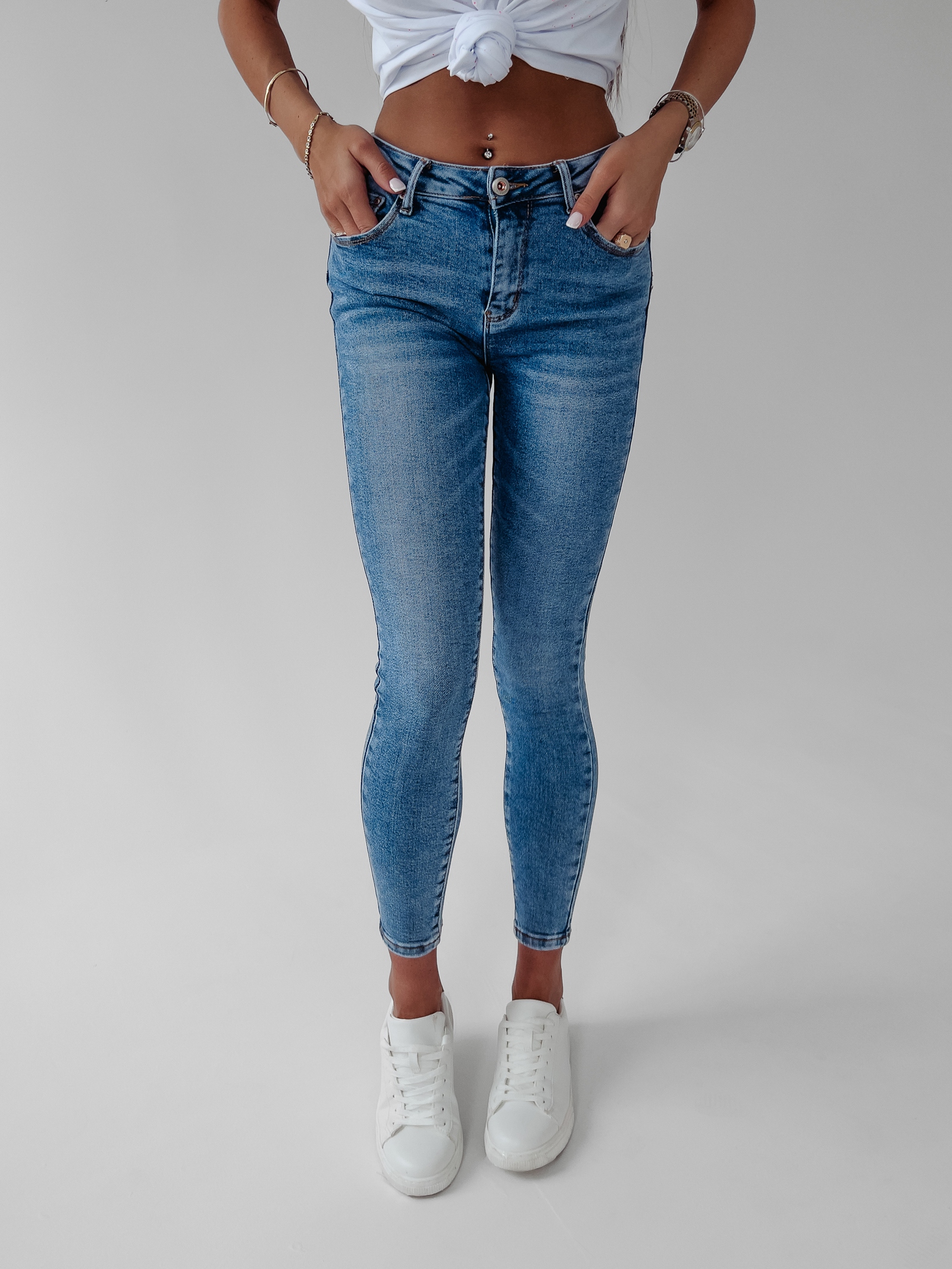 Spodnie jeansowe slim fit Urania 249 Ola Voga niebieskie Spodnie jeansowe slim fit Urania 249 Ola Voga niebieskie