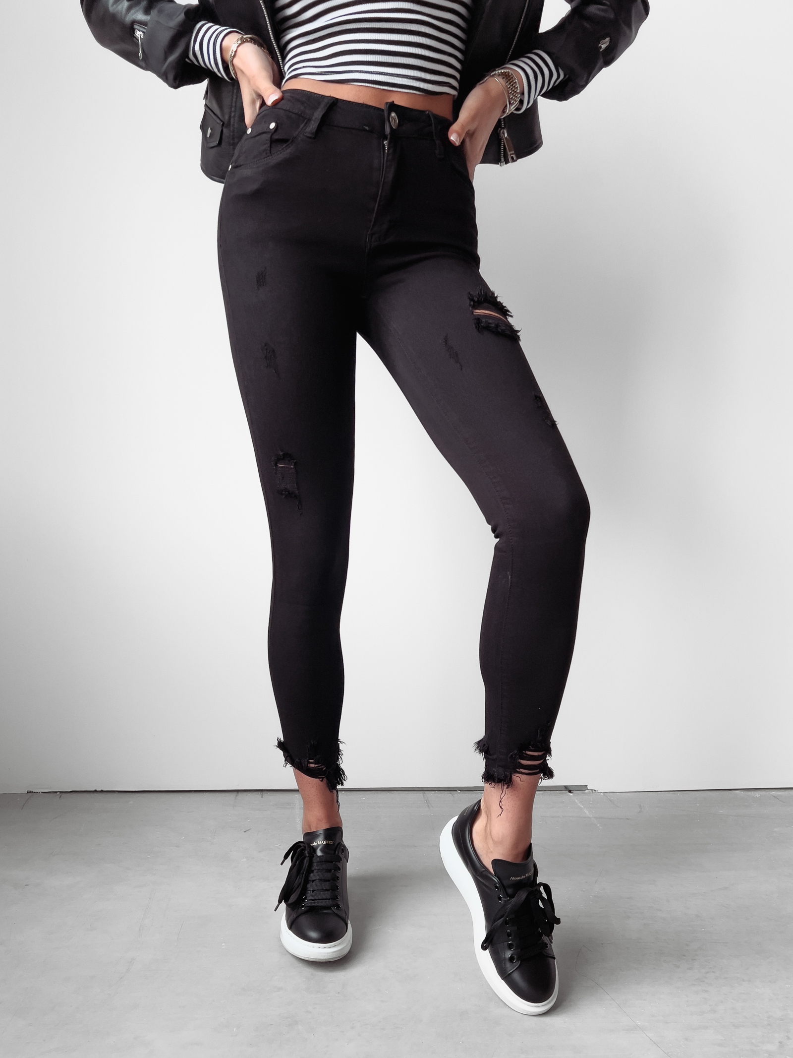 Spodnie jeansowe dopasowane Baria 252 Ola Voga czarne Spodnie jeansowe dopasowane Baria 252 Ola Voga czarne