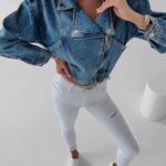 Spodnie jeansowe dopasowane Baria 252 Ola Voga białe