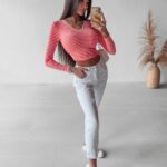 Spodnie jeansowe mom fit CAMI 249 OLAVOGA białe
